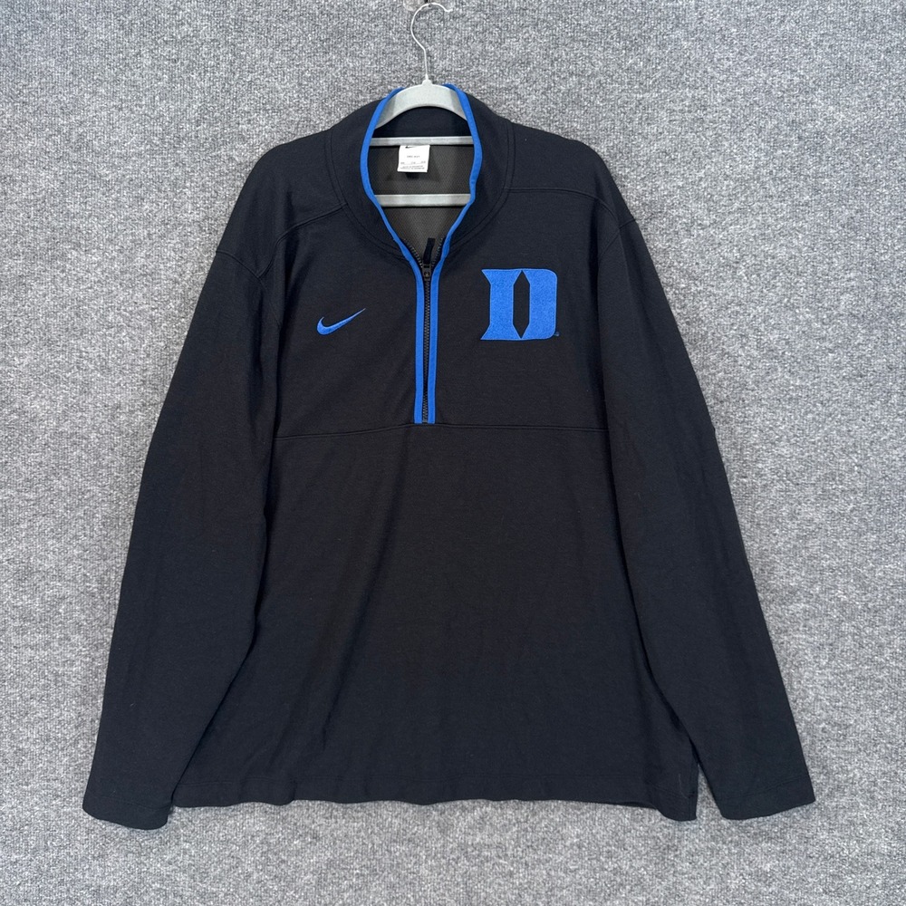 Duke Blue Devils Nike Sweatshirt Men XXL Black1/4 Zip PUllover NCAA Athletic